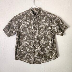 Woolrich Shirt Mens XL Short Sleeve Button Down Tropical Palm Trees Made USA